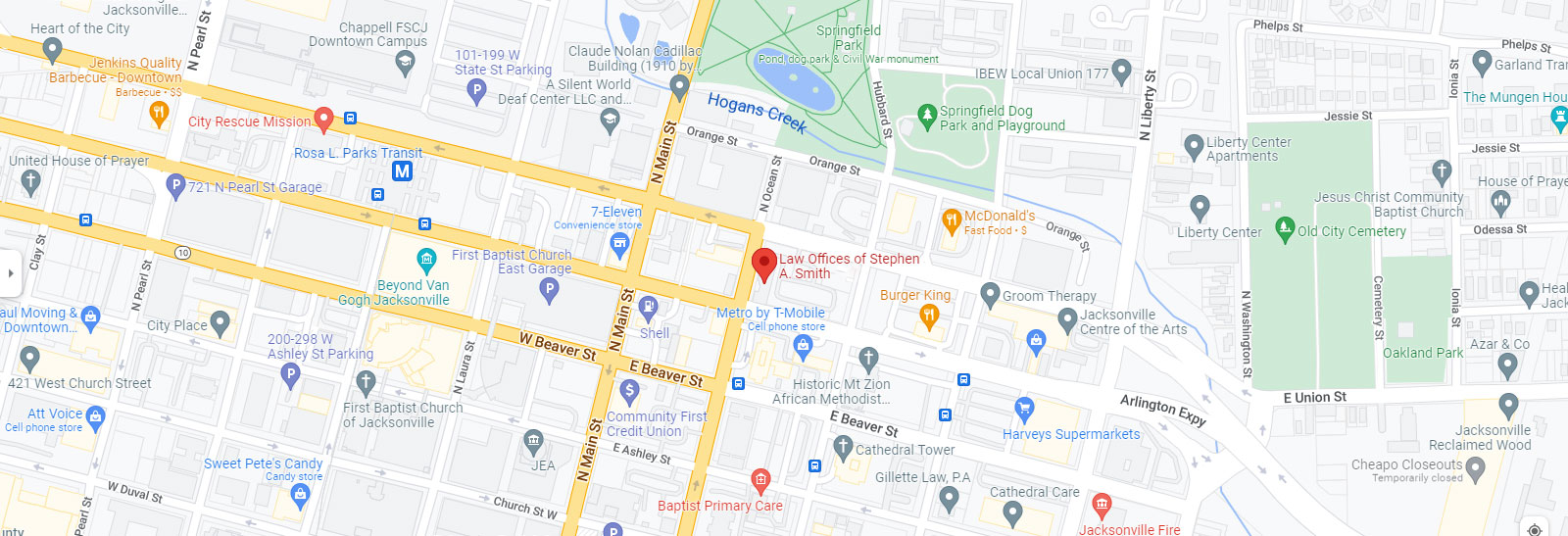 Map of the office location in Jacksonville